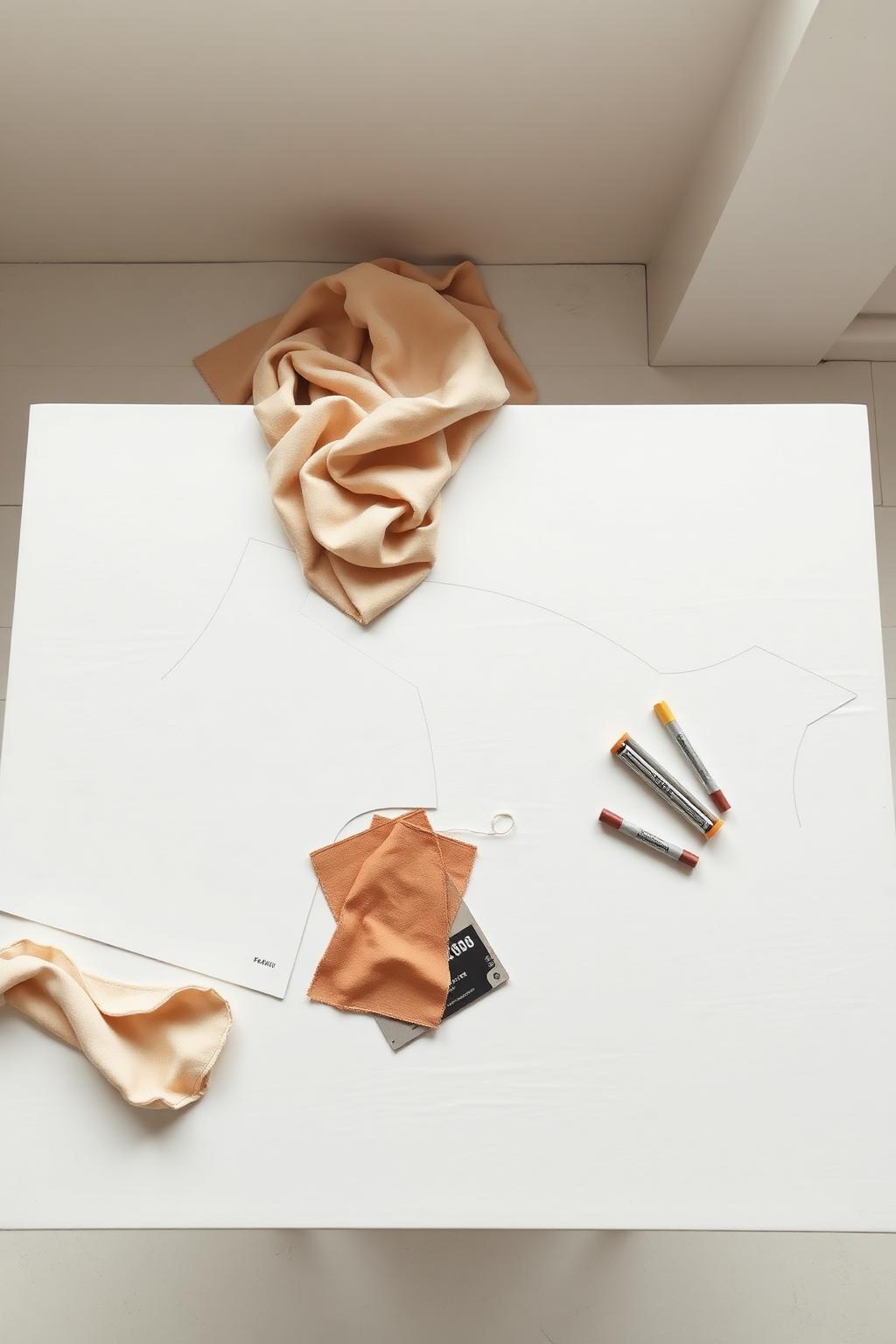 Pattern paper and fabric on the atelier worktable